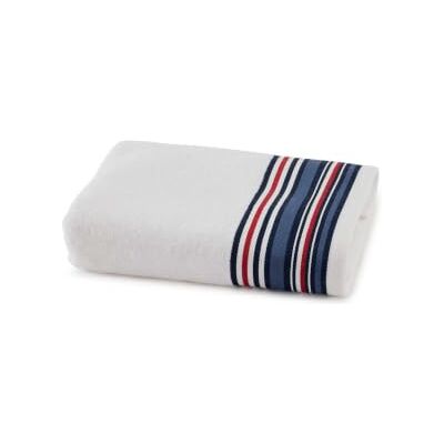 Tommy Hilfiger Asciugamano da bagno, bianco, spugna boucle, 480 g/m², 100% cotone, bordo tessuto a righe, leggero e assorbente Tommy Hilfiger Asciugamano da bagno, bianco, spugna boucle, 480 g/m², 100% cotone, bordo tessuto a righe, leggero e assorbente