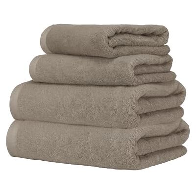 Ruggeri Set 4 Asciugamani Bagno 2 Viso + 2 Ospite, Cotone 500 gr, Tortora Ruggeri Set 4 Asciugamani Bagno 2 Viso + 2 Ospite, Cotone 500 gr, Tortora