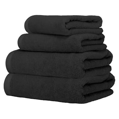 Ruggeri Set 4 Asciugamani Bagno 2 Viso + 2 Ospite, Cotone 500 gr, Nero Ruggeri Set 4 Asciugamani Bagno 2 Viso + 2 Ospite, Cotone 500 gr, Nero