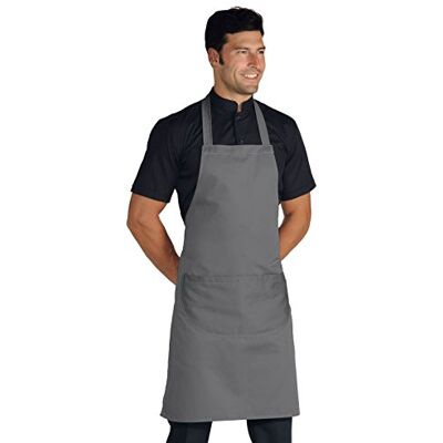 Isacco Pettorina Grembiule con Tasca Arrotondata, Taglia 70cm x 90cm, Grigio Isacco Pettorina Grembiule con Tasca Arrotondata, Taglia 70cm x 90cm, Grigio