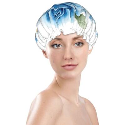 asbwuo Cuffia da a con stampa di rose blu e cupcake da sogno, foderata a doppio strato, impermeabile, per la a asbwuo Cuffia da a con stampa di rose blu e cupcake da sogno, foderata a doppio strato, impermeabile, per la a