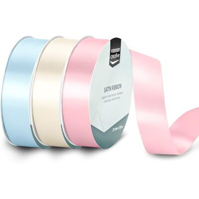Creative Nastro di Raso 3 pz Baby Shower e Prima Comunione Rosa Pastello, Blu & Bianco Nastro Colorati 10 m x 25 mm per il Fai-da-te Decorazioni Matrimonio per Regali e Segnalibri Creative Nastro di Raso 3 pz Baby Shower e Prima Comunione Rosa Pastello, Blu & Bianco Nastro Colorati 10 m x 25 mm per il Fai-da-te Decorazioni Matrimonio per Regali e Segnalibri