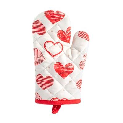 H&H , set 2 strofinacci, decoro cuori, rosso e bianco, in cotone riciclato, 50x70 cm H&H , set 2 strofinacci, decoro cuori, rosso e bianco, in cotone riciclato, 50x70 cm