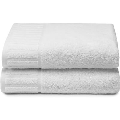 Top Towel 2 Asciugamani Doccia Asciugamani bianchi Hotel Grandi asciugamani 100% cotone Bianco 70x 140 cm Top Towel 2 Asciugamani Doccia Asciugamani bianchi Hotel Grandi asciugamani 100% cotone Bianco 70x 140 cm