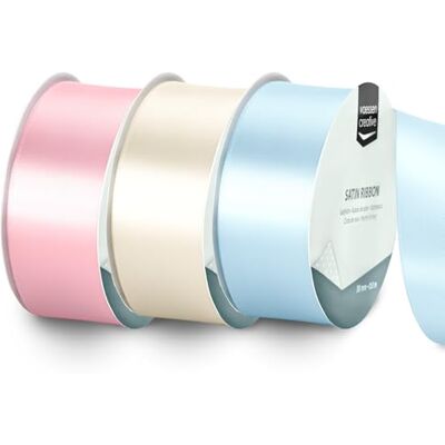 Creative Nastro di Raso 3 pz Baby Shower e Prima Comunione Rosa Pastello, Blu & Bianco Nastro Colorati 10 m x 38 mm per il Fai-da-te Decorazioni Matrimonio per Regali e Segnalibri Creative Nastro di Raso 3 pz Baby Shower e Prima Comunione Rosa Pastello, Blu & Bianco Nastro Colorati 10 m x 38 mm per il Fai-da-te Decorazioni Matrimonio per Regali e Segnalibri