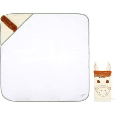 THUN Set Telo Bagno con Spugna, Tessuto, Dolce Fattoria, 75x75 cm, per Bambini THUN Set Telo Bagno con Spugna, Tessuto, Dolce Fattoria, 75x75 cm, per Bambini