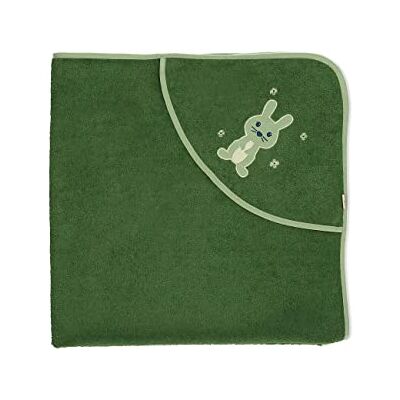 Sterntaler Baby GOTS Kinni Asciugamano unisex con poncho per bambini, con motivo coniglietto, colore: verde scuro Sterntaler Baby GOTS Kinni Asciugamano unisex con poncho per bambini, con motivo coniglietto, colore: verde scuro