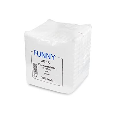 Funny Divertente 1-ply piccolo tovaglioli, bianco brillante, 17 x 16 cm, confezione da 10 (2000) Funny Divertente 1-ply piccolo tovaglioli, bianco brillante, 17 x 16 cm, confezione da 10 (2000)
