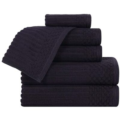 Superior Asciugamano, cotone, nero, set da 6 pezzi Superior Asciugamano, cotone, nero, set da 6 pezzi