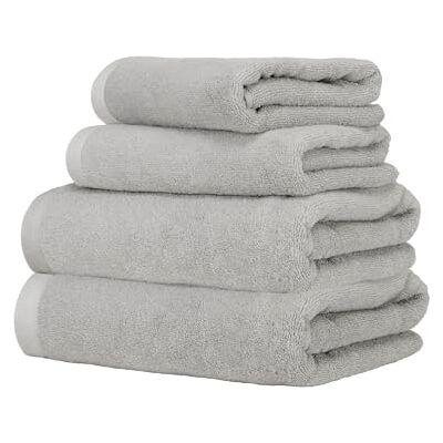 Ruggeri Set 4 Asciugamani Bagno 2 Viso + 2 Ospite, Cotone 500 gr, Grigio Ruggeri Set 4 Asciugamani Bagno 2 Viso + 2 Ospite, Cotone 500 gr, Grigio