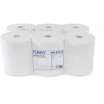 Funny 2-ply Roll Asciugamano con speciale 4 cm Core, per dosatore Generic, Bianco Brillante, 21 cm, 19 cm, 130 m, Confezione da 6 Funny 2-ply Roll Asciugamano con speciale 4 cm Core, per dosatore Generic, Bianco Brillante, 21 cm, 19 cm, 130 m, Confezione da 6