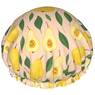 asbwuo Cuffia da a con pera e foglia gialla, design a doppio strato, riutilizzabile, impermeabile, comoda ed elegante asbwuo Cuffia da a con pera e foglia gialla, design a doppio strato, riutilizzabile, impermeabile, comoda ed elegante