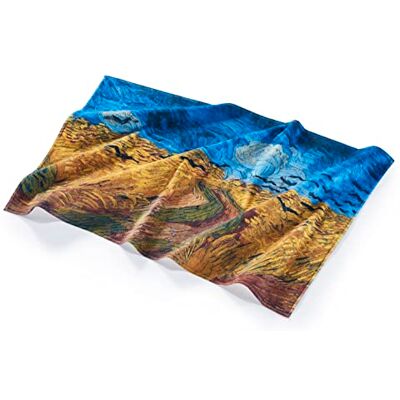 MuseARTa Asciugamano da spiaggia unisex con motivo Wheatfield with Crows des Artister Vincent van Gogh in cotone, dimensioni 108 x 180 cm, MuseARTa Asciugamano da spiaggia unisex con motivo Wheatfield with Crows des Artister Vincent van Gogh in cotone, dimensioni 108 x 180 cm,
