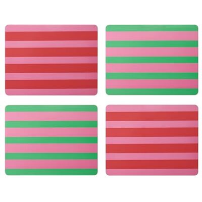 Creative Set di 4 tovagliette rettangolari con stampa a righe, retro in sughero, resistenti al calore e alle macchie fino a 120 °C, superficie laccata di lusso, facili da pulire, 30 x 22 cm Creative Set di 4 tovagliette rettangolari con stampa a righe, retro in sughero, resistenti al calore e alle macchie fino a 120 °C, superficie laccata di lusso, facili da pulire, 30 x 22 cm