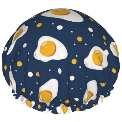 asbwuo Cuffia da a con uova fritte e pois, design a doppio strato, riutilizzabile, impermeabile, comoda ed elegante asbwuo Cuffia da a con uova fritte e pois, design a doppio strato, riutilizzabile, impermeabile, comoda ed elegante