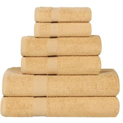 Superior , Cotone, Oro, SET DI ASCIUGAMANI 6 PZ Superior , Cotone, Oro, SET DI ASCIUGAMANI 6 PZ