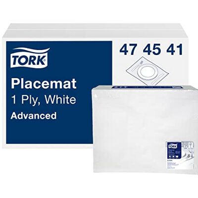 Tork Tovaglietta in carta, colore bianco, 1 x 500 tovagliette, 42 x 30 cm (lungh. x largh.), monovelo, Advanced Tork Tovaglietta in carta, colore bianco, 1 x 500 tovagliette, 42 x 30 cm (lungh. x largh.), monovelo, Advanced