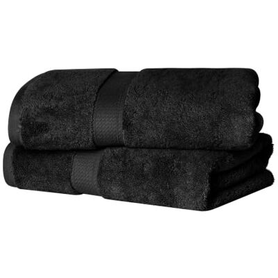 Superior Set di Asciugamani da Bagno in Cotone Egiziano 900 Grammi, 2 Pezzi, Nero Superior Set di Asciugamani da Bagno in Cotone Egiziano 900 Grammi, 2 Pezzi, Nero