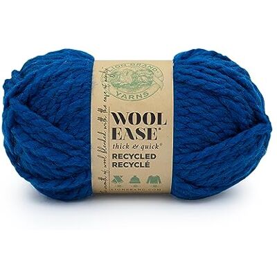 Lion Brand Yarn Wool-Ease T&Q Filato voluminoso riciclato per uncinetto, blu reale, confezione da 1 Lion Brand Yarn Wool-Ease T&Q Filato voluminoso riciclato per uncinetto, blu reale, confezione da 1