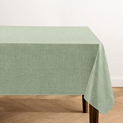 Elrene Home Fashions Monterey Linen Texture Tovaglia in vinile resistente all'acqua e alle macchie, con retro in flanella, 152,4 x 213,4 cm, rettangolare, colore: salvia Elrene Home Fashions Monterey Linen Texture Tovaglia in vinile resistente all'acqua e alle macchie, con retro in flanella, 152,4 x 213,4 cm, rettangolare, colore: salvia