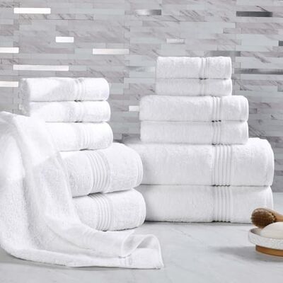Superior , Set di 12 asciugamani in cotone egiziano, assortiti, per casa, bagno degli ospiti, 4 asciugamani per mani, 4 asciugamani per viso, 4 teli doccia, asciugatura rapida, assorbenti, bianco Superior , Set di 12 asciugamani in cotone egiziano, assortiti, per casa, bagno degli ospiti, 4 asciugamani per mani, 4 asciugamani per viso, 4 teli doccia, asciugatura rapida, assorbenti, bianco