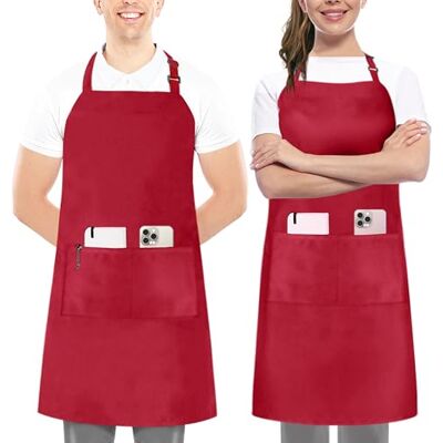 Utopia Kitchen 2 Pezzi Grembiule cucina per uomini e donne regolabile 2 tasche Cuoco Grembiule con nastri lunghi per barbecue, ristoranti, caffetterie e giardinaggio, Rosso Utopia Kitchen 2 Pezzi Grembiule cucina per uomini e donne regolabile 2 tasche Cuoco Grembiule con nastri lunghi per barbecue, ristoranti, caffetterie e giardinaggio, Rosso