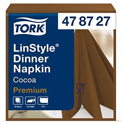 Tork LinStyle Tovagliolo Dinner marrone Premium (piegato in 4), monovelo, 12 pacchi x 50 tovaglioli (600 pz), 39 cm (lungh.) x 39 cm (largh.) Tork LinStyle Tovagliolo Dinner marrone Premium (piegato in 4), monovelo, 12 pacchi x 50 tovaglioli (600 pz), 39 cm (lungh.) x 39 cm (largh.)