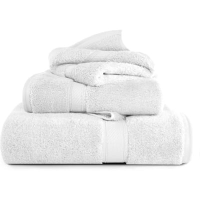 Superior Set di asciugamani in cotone egiziano massiccio, asciugamano 50,8 x 76,2 cm, asciugamano da bagno 76,2 x 139,7 cm, panno 33 x 33 cm, bianco, 3 pezzi Superior Set di asciugamani in cotone egiziano massiccio, asciugamano 50,8 x 76,2 cm, asciugamano da bagno 76,2 x 139,7 cm, panno 33 x 33 cm, bianco, 3 pezzi