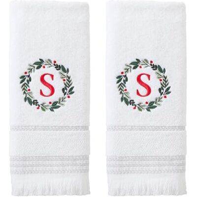 SKL Home Asciugamano con monogramma ghirlanda (confezione da 2), S SKL Home Asciugamano con monogramma ghirlanda (confezione da 2), S
