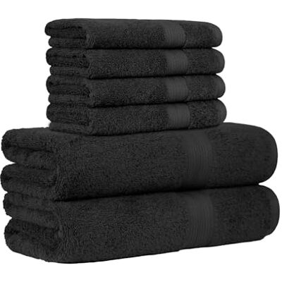 Asciugamani in cotone nero Amazon Basics - Asciugamani da bagno e da mano Asciugamani in cotone nero Amazon Basics - Asciugamani da bagno e da mano