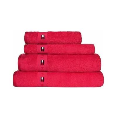 Tommy Hilfiger Asciugamano da bagno, rosso, spugna boucle, 520 g/m², 100% cotone pettinato, passamaneria jacquard e ricami, morbido e assorbente Tommy Hilfiger Asciugamano da bagno, rosso, spugna boucle, 520 g/m², 100% cotone pettinato, passamaneria jacquard e ricami, morbido e assorbente