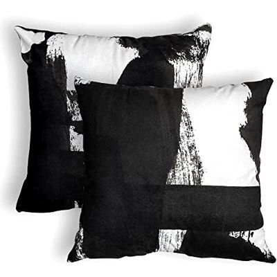 Vineland Set di federe per cuscini in bianco e nero astratto, 45 x 45 cm, quadrate, decorative, per casa, auto, divano Vineland Set di federe per cuscini in bianco e nero astratto, 45 x 45 cm, quadrate, decorative, per casa, auto, divano