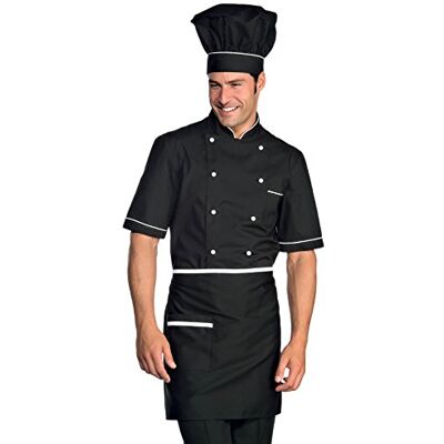 ISACCO Grembiule Vita 70x46 con Tasca Nero+Bianco, Nero+Bianco, 65% Poliestere 35% Cotone ISACCO Grembiule Vita 70x46 con Tasca Nero+Bianco, Nero+Bianco, 65% Poliestere 35% Cotone