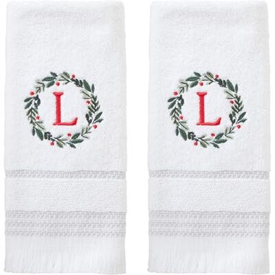 SKL Home Asciugamano con monogramma ghirlanda (confezione da 2), L SKL Home Asciugamano con monogramma ghirlanda (confezione da 2), L