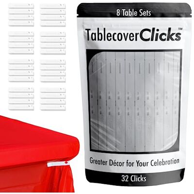 Table Cover Clicks : Confezione da 32 mollette riutilizzabili per tovaglia, ideali per tovaglie usa e getta in plastica, decorazione per feste Table Cover Clicks : Confezione da 32 mollette riutilizzabili per tovaglia, ideali per tovaglie usa e getta in plastica, decorazione per feste