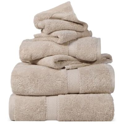 Superior Set di Asciugamani in Cotone Egiziano, 900 g, Pietra, 6 Pezzi Superior Set di Asciugamani in Cotone Egiziano, 900 g, Pietra, 6 Pezzi