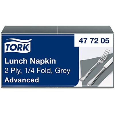 Tork Tovagliolo Lunch Grigio Advanced, 2 veli, Piegato in 4, 10 pacchi x 200 tovaglioli (2000 pz), 33 cm (lungh.) x 32,6 cm (largh.) Tork Tovagliolo Lunch Grigio Advanced, 2 veli, Piegato in 4, 10 pacchi x 200 tovaglioli (2000 pz), 33 cm (lungh.) x 32,6 cm (largh.)