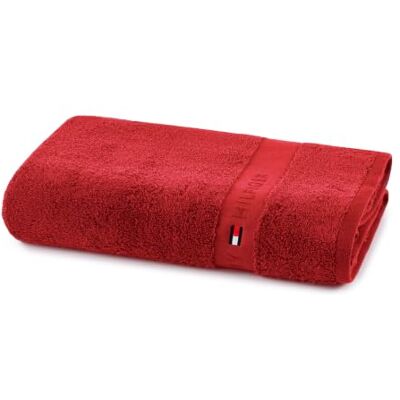Tommy Hilfiger Telo da bagno, bordeaux, spugna boucle, 520 g/m², 100% cotone pettinato, passamaneria jacquard e ricami, morbido e assorbente, 100x150 cm Tommy Hilfiger Telo da bagno, bordeaux, spugna boucle, 520 g/m², 100% cotone pettinato, passamaneria jacquard e ricami, morbido e assorbente, 100x150 cm