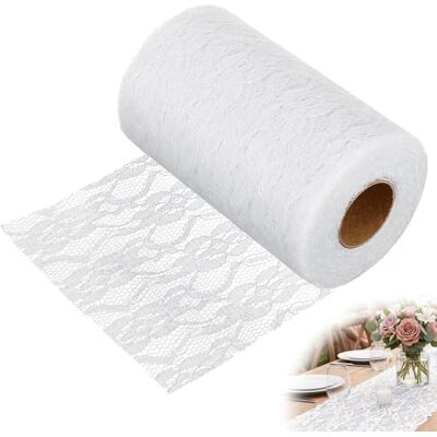 Staranry Centrotavola in Pizzo 15 cm x 25 m – Bianco Puro Rotolo di Pizzo per Decorazione Tavolo Matrimonio, Comunione & Compleanno – Nastro in Pizzo rigido da tagliare, Poliestere Staranry Centrotavola in Pizzo 15 cm x 25 m – Bianco Puro Rotolo di Pizzo per Decorazione Tavolo Matrimonio, Comunione & Compleanno – Nastro in Pizzo rigido da tagliare, Poliestere