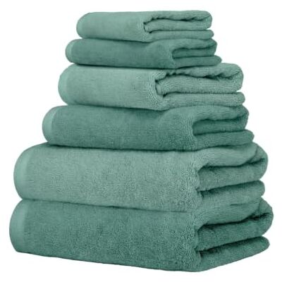 Ruggeri Set 6 Asciugamani Bagno in Cotone 2 Teli + 2 Viso + 2 Ospite, Verde 2 Teli Bagno 70x140 cm + 2 Asciugamani Viso 50x100 cm + 2 Asciugamani Ospite 40x50 cm, Extra morbidi, Resistenti e Assorbenti Ruggeri Set 6 Asciugamani Bagno in Cotone 2 Teli + 2 Viso + 2 Ospite, Verde 2 Teli Bagno 70x140 cm + 2 Asciugamani Viso 50x100 cm + 2 Asciugamani Ospite 40x50 cm, Extra morbidi, Resistenti e Assorbenti