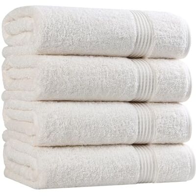 Superior Set di Asciugamani da Bagno, Cotone, Avorio, 4 Pezzi Superior Set di Asciugamani da Bagno, Cotone, Avorio, 4 Pezzi
