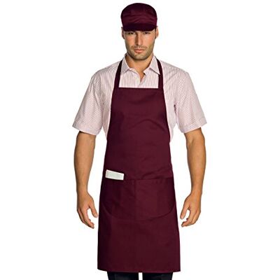 ISACCO Pettorina Grembiule con Tasca Arrotondata, Taglia 70cm x 90cm, Bordeaux ISACCO Pettorina Grembiule con Tasca Arrotondata, Taglia 70cm x 90cm, Bordeaux