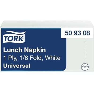 Tork Tovagliolo Lunch Bianco, Piegato 1/8, 1 Velo, 32 cm x 32 cm, 8 x 500 Tovaglioli, Tork Tovagliolo Lunch Bianco, Piegato 1/8, 1 Velo, 32 cm x 32 cm, 8 x 500 Tovaglioli,
