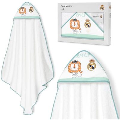Interbaby Accappatoio a Triangolo per Neonato + Real Madrid Asciugamano con Cappuccio 100% Cotone, Unisex Morbido, Asciugatura Rapida Ideale per Neonati, Bebè e Bambini Piccoli Design Leone Interbaby Accappatoio a Triangolo per Neonato + Real Madrid Asciugamano con Cappuccio 100% Cotone, Unisex Morbido, Asciugatura Rapida Ideale per Neonati, Bebè e Bambini Piccoli Design Leone