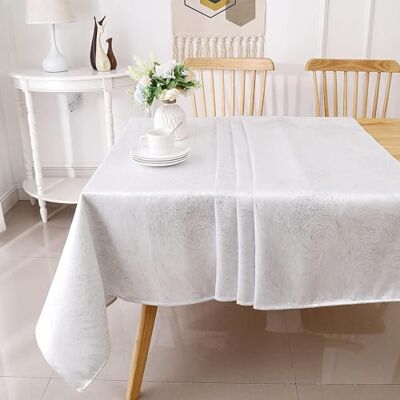 Majestic Tovaglia in poliestere per tavoli rettangolari (70/144) TC1351 Tovaglia decorativa lavabile per cucina e sala da pranzo con stampa bianca con stampa di foresta jacquard Majestic Tovaglia in poliestere per tavoli rettangolari (70/144) TC1351 Tovaglia decorativa lavabile per cucina e sala da pranzo con stampa bianca con stampa di foresta jacquard