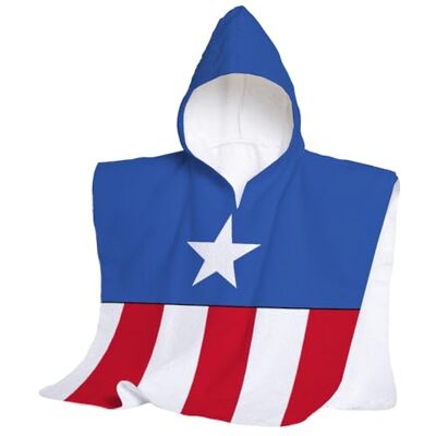 hermet Telo Mare Con Cappuccio Captain America, Poncho Mare Maxi da Bambino, 60x60 cm, Asciugamano da Spiaggia o Piscina, 100% Morbido Cotone hermet Telo Mare Con Cappuccio Captain America, Poncho Mare Maxi da Bambino, 60x60 cm, Asciugamano da Spiaggia o Piscina, 100% Morbido Cotone