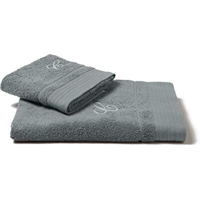 Caleffi 71648 Cotone Ricamata Asciugamano Ospite, Standard, Grigio Caleffi 71648 Cotone Ricamata Asciugamano Ospite, Standard, Grigio