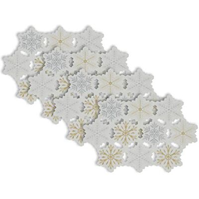 DII 100% Poliestere, Ringraziamento Vacanza Ricamato tovagliette (Set di 4), 33 x 48,3 cm zucche, Metallic Snowflakes, 13" x 19 DII 100% Poliestere, Ringraziamento Vacanza Ricamato tovagliette (Set di 4), 33 x 48,3 cm zucche, Metallic Snowflakes, 13" x 19
