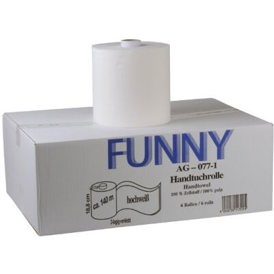 Funny 2-ply roll asciugamano con speciale 5 cm Core, per dosatore Generic, bianco brillante, 19 cm, circa 140 m (confezione da 6) Funny 2-ply roll asciugamano con speciale 5 cm Core, per dosatore Generic, bianco brillante, 19 cm, circa 140 m (confezione da 6)