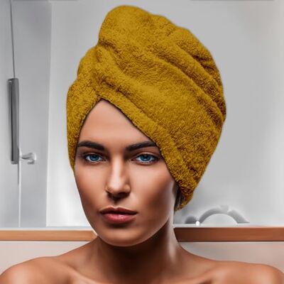 Soleil d'ocre , Asciugamano da bagno per la tête in Cotone 24x62 cm LAGUNE senape Soleil d'ocre , Asciugamano da bagno per la tête in Cotone 24x62 cm LAGUNE senape
